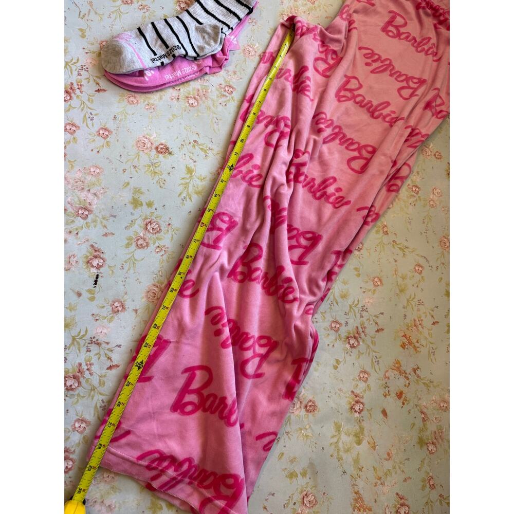 Barbie Women’s XXL Pink Plush Pajama Pants Gift Bundle + 2 Pair NEW Logo Socks
